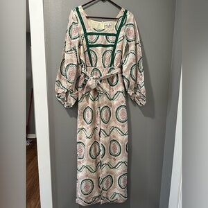 BTFL-LIFE Women's Floral Embroidery Ruffle Long Jumpsuit Size S